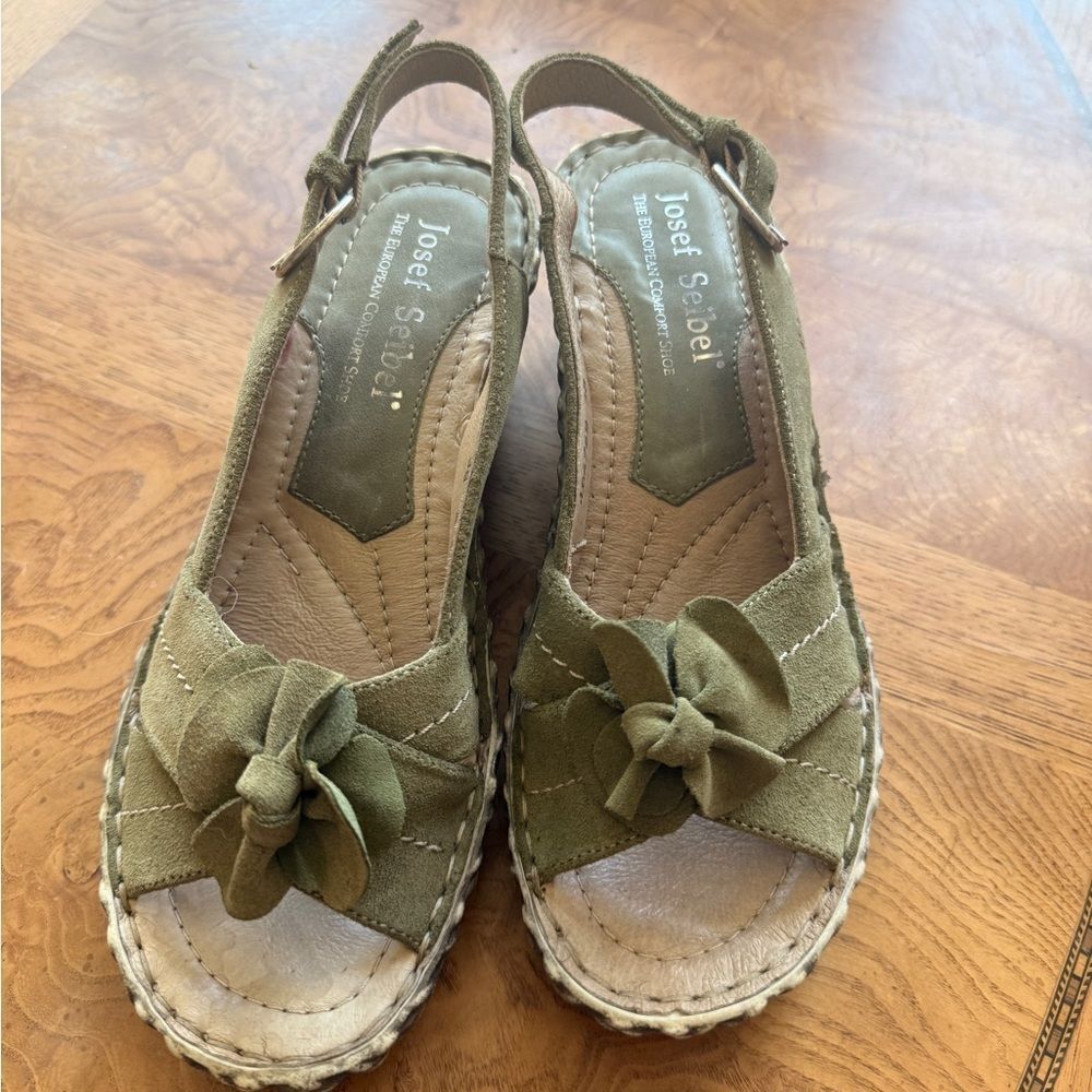 Josef Seibel Green Espadrille Slingback Shoes